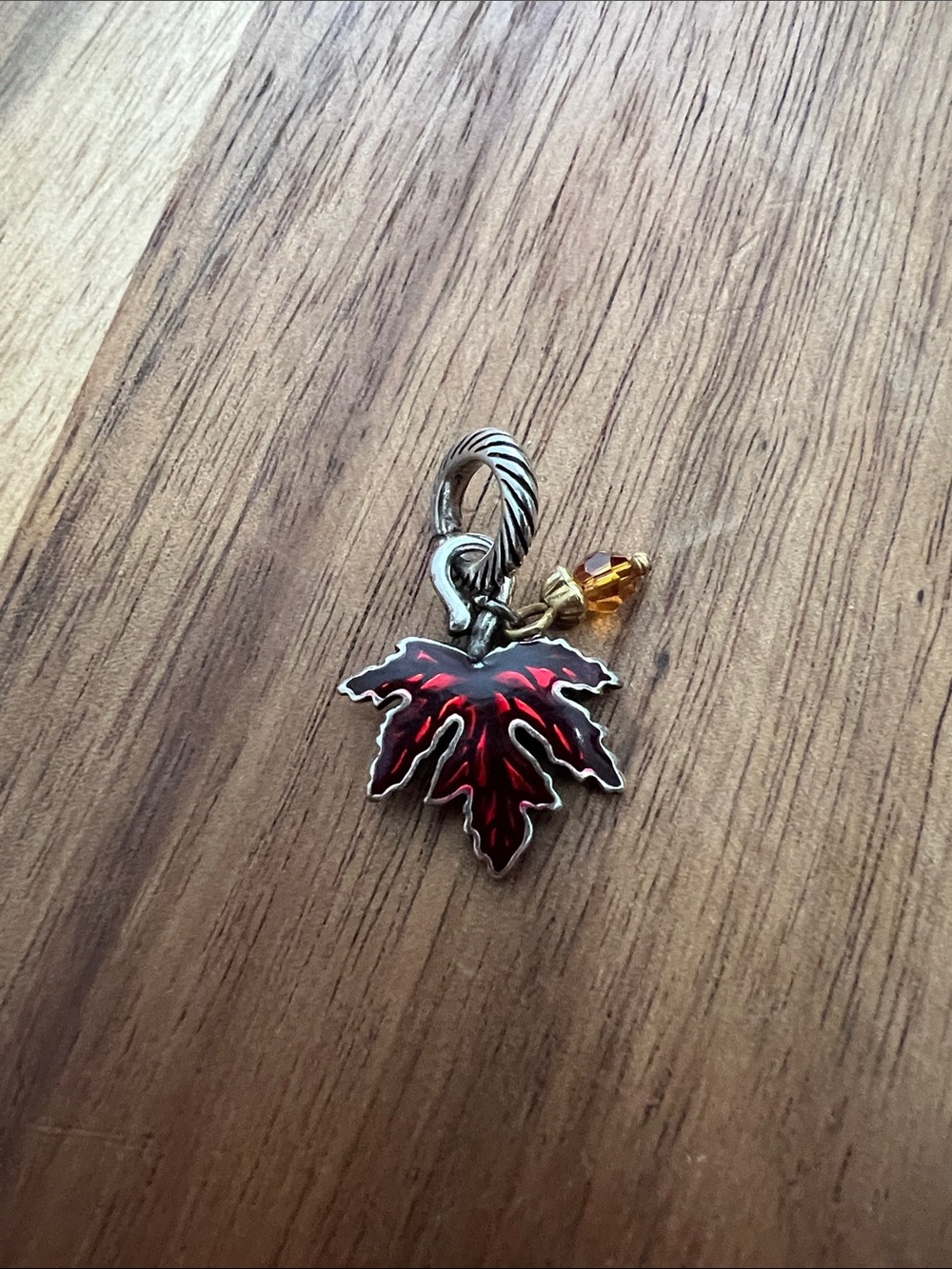Brighton Red Maple Leaf Charm with Amber Accent